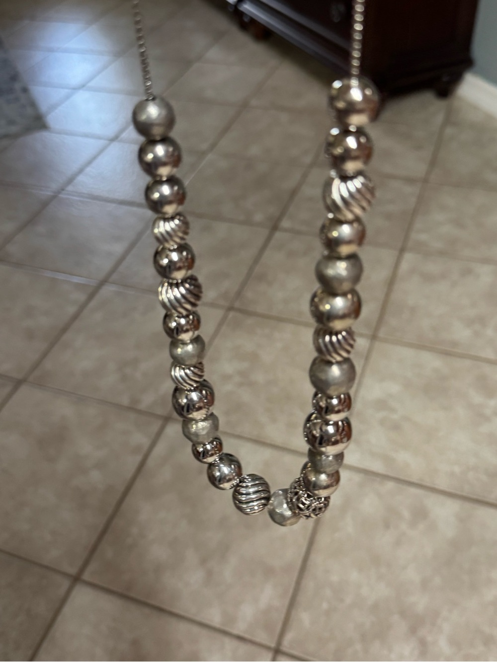 RARE DAVID YURMAN Sterling Silver Bead Necklace adjustable 18-28”
